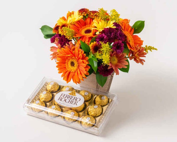 Arranjo de Margaridas e Rosas Amarelas